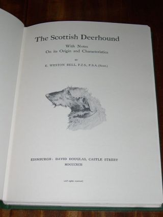Rare Scottish Deerhound Dog Book By E Weston Bell 1990 Limited Edition