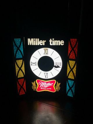 Miller High Life Miller Time Stained Glass Look Clock 1970 