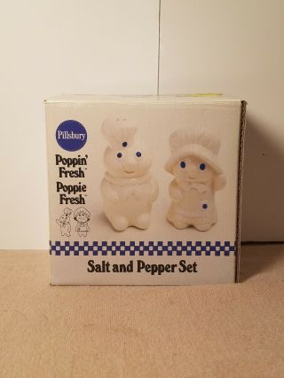 Pillsbury Doughboy Poppin & Poppie Fresh Salt & Pepper Set Shakers 1988