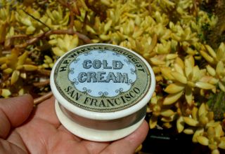 Antique,  C1880 San Francisco California Multi - Color Cold Cream Jar,  Box,  Pot Lid