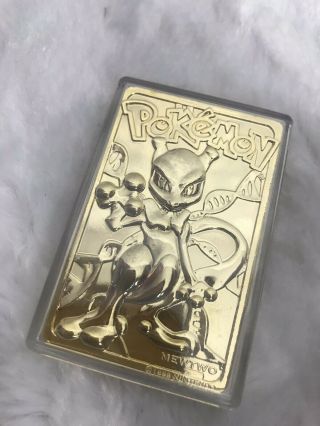Pokemon Mewtwo 23K Gold Plated Trading Card Ltd.  Edition ' 99 Burger King Vintage 3