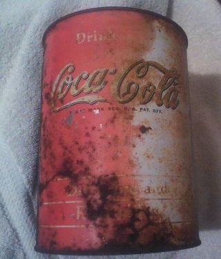 Vintage Large Coca Cola Cone Top Gallon Soda Can W\cap
