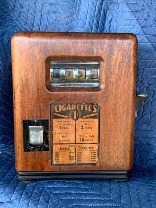 1940 Bennett Co.  Wooden Cigarette 1c Trade Stimulator Gambling Slot Machine