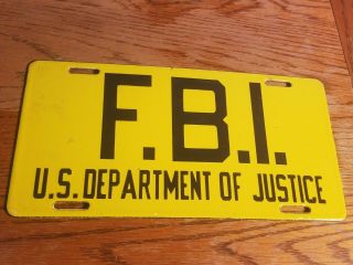 F.  B.  I.  Us Department Of Justice Porcelain License Plate Sign Gas Oil Politics