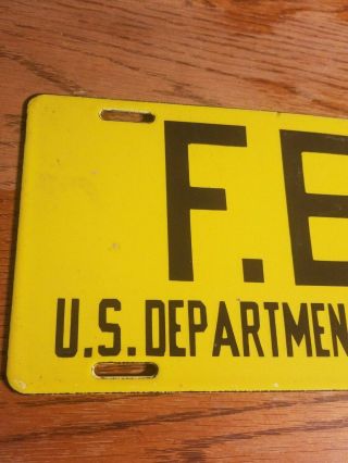 F.  B.  I.  US Department of Justice Porcelain License Plate Sign Gas Oil Politics 2