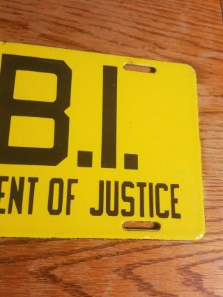 F.  B.  I.  US Department of Justice Porcelain License Plate Sign Gas Oil Politics 3