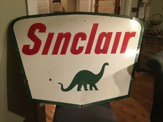 1961 Double Sided Sinclair Motor Oil Porcelain Sign 2