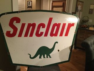 1961 Double Sided Sinclair Motor Oil Porcelain Sign 4