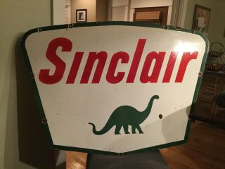1961 Double Sided Sinclair Motor Oil Porcelain Sign 5