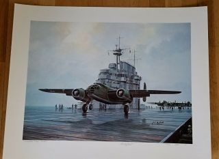 Stan Stokes Aviation Litho Print Signed By James Doolittle Wwii Fighter Pilot