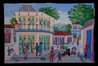 Haitian Art Painting Master Rony Guerrier 20 " X24 " Haiti Cap Haitien