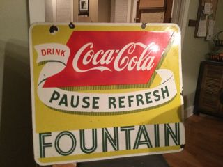 Old Double Sided Coca Cola Fountain Drink Sign 3