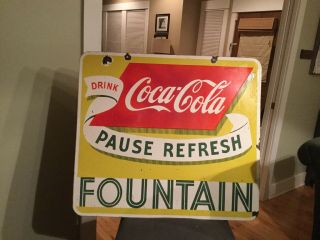 Old Double Sided Coca Cola Fountain Drink Sign 5