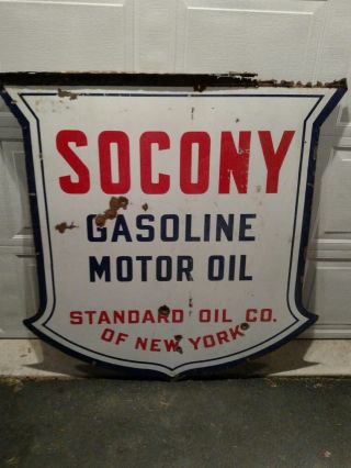 Socony Porcelain Double Sided Sign 48 " 1930