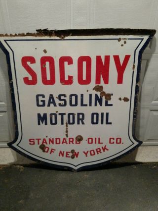Socony Porcelain Double Sided Sign 48 
