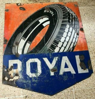 Awesome Royal Tires Porcelain Sign 35 " 1930 