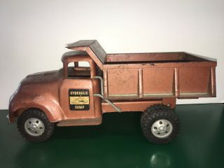 Vintage 1957 Tonka Toys Hydraulic Dump Truck W/hood Scoop Bronze/copper