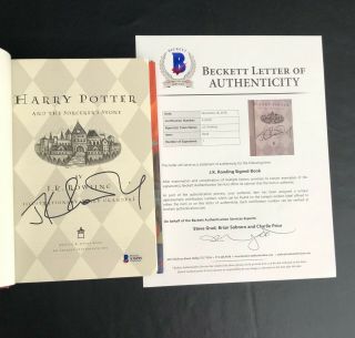 Harry Potter And The Sorcerers Stone Jk Rowling Signed Book Autograph Bas