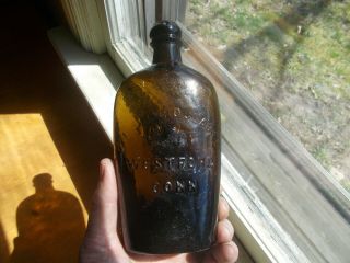 WESTFORD GLASS CO PINT SHEAF OF WHEAT WITH STAR GXIII - 36 HISTORICAL FLASK SCARCE 4