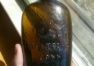 WESTFORD GLASS CO PINT SHEAF OF WHEAT WITH STAR GXIII - 36 HISTORICAL FLASK SCARCE 5
