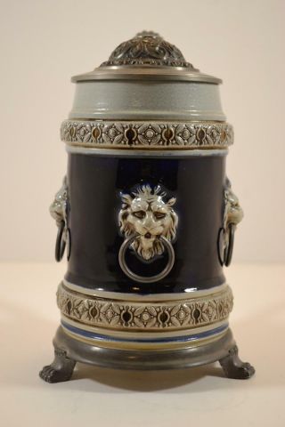 Meisterhumpen Iv 3 Headed Gothic Lion Beer Stein Lid Blue Beauty 3 Paw Footed