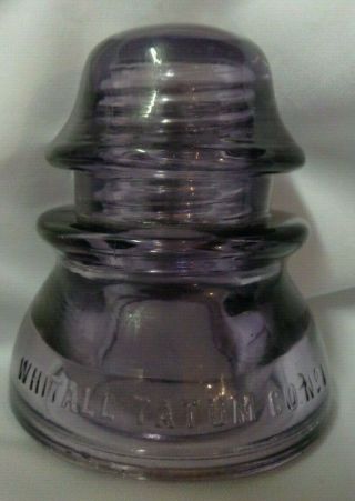Purple Whitall Tatum Co.  No 1 Made In Usa Glass Insulator Vintage Art 4 " Tall