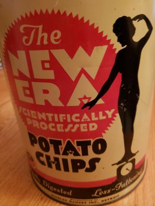 Vintage Era 1 Lb.  Potato Chip Tin Can Canister (b)