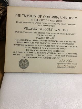 Dwight Eisenhower Signed Columbia University Diploma (1950) President