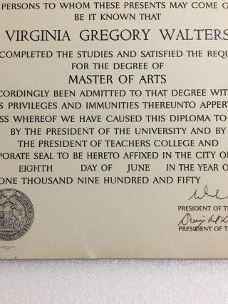 Dwight Eisenhower Signed Columbia University Diploma (1950) President 3