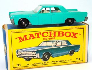 Lesney Matchbox No.  31 Lincoln Continental - 1964 Rare Green - In