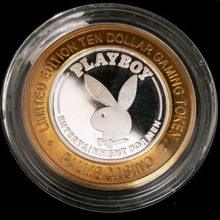 2003 S Palms Hotel Casino.  999 Silver Strike $10 Large Playboy Logo Token 0PHC09 3