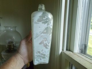 RARE CLEAR EARLY DIP MOLD BLOWN FOOTED CASE GIN BOTTLE DUG IN 1860s PRIVY 8