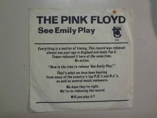 Pink Floyd:see Emily Play 2:55 - Scarecrow 2:07 - U.  S.  67 Tower 356 Dj Label W/sleeve