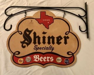 Rare Shiner Beer Spoetzl Brewery Double Sided Wood Pub Sign