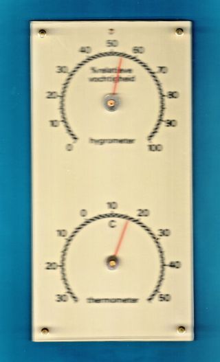 1950s Antique Vintage Hygrometer Relatieve Vochtigheit,  Thermometer,  9.  05 Inch