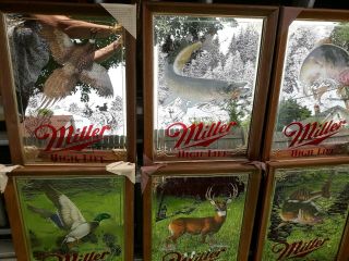Miller High Life Mirror 1st Edition Sportsman Series Wisconsin Full Set Of 6