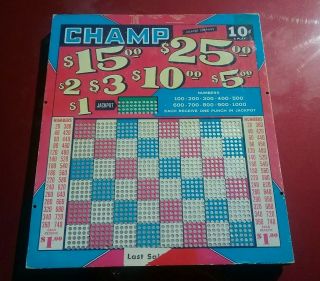 Vintage Champ 10¢ Gambling Lotto 1,  200 Hole Punch Board Red White & Blue