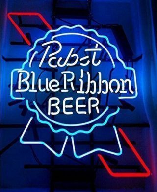[ship From Us] 19 " X15 " Inch Prb Pabst Blue Ribbon Beer Bar Light Real Neon Sign