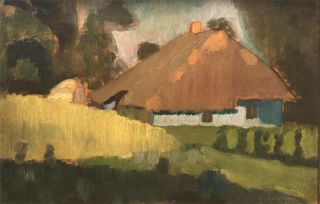Stanislaw Kopystynski - Modern Polish Painting - House In Landscape