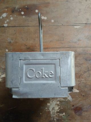 Vintage COCA - COLA Coke Aluminum Metal.  6 - Pack Bottle Holder carrier 2