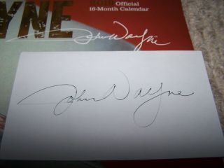 Hand Signed John Wayne Autograph On Index Card Wcalendar /photo Images