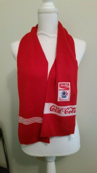 Vintage Coca Cola Knit Scarf 1980 Olympic Commitee