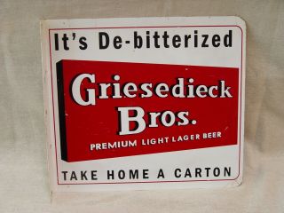 Griesedieck Bros.  Lager Beer 2 Sided Metal Advertising Flange Sign