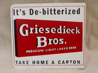Griesedieck Bros.  Lager Beer 2 Sided Metal Advertising Flange Sign 7