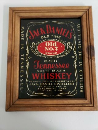 Vintage Jack Daniels Old No.  7 Bar Wood Frame Glass Sign Whiskey 10 " X 12 "