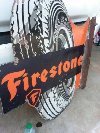 Flange sign - Firestone - guaranteed porcelain flange sign 1930s 4