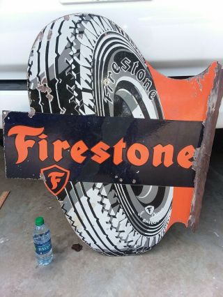 Flange sign - Firestone - guaranteed porcelain flange sign 1930s 6