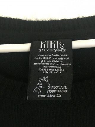 Kiki ' s Delivery Service Jiji Sweater Black L Her Universe Ghibli Long Sleeves 2