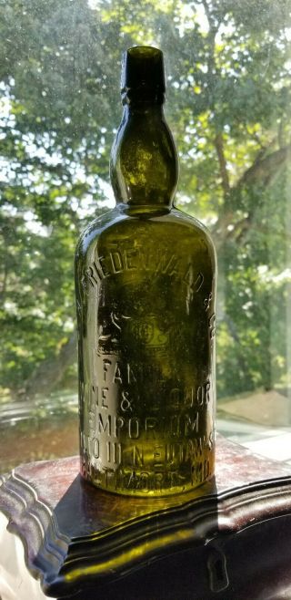 Jh Friedenwald & Co Green Whiskey Baltimore Md Maryland Antique Liquor Bottle