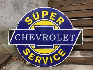 Very Large Chevrolet Double Sided Porcelain Sign 2